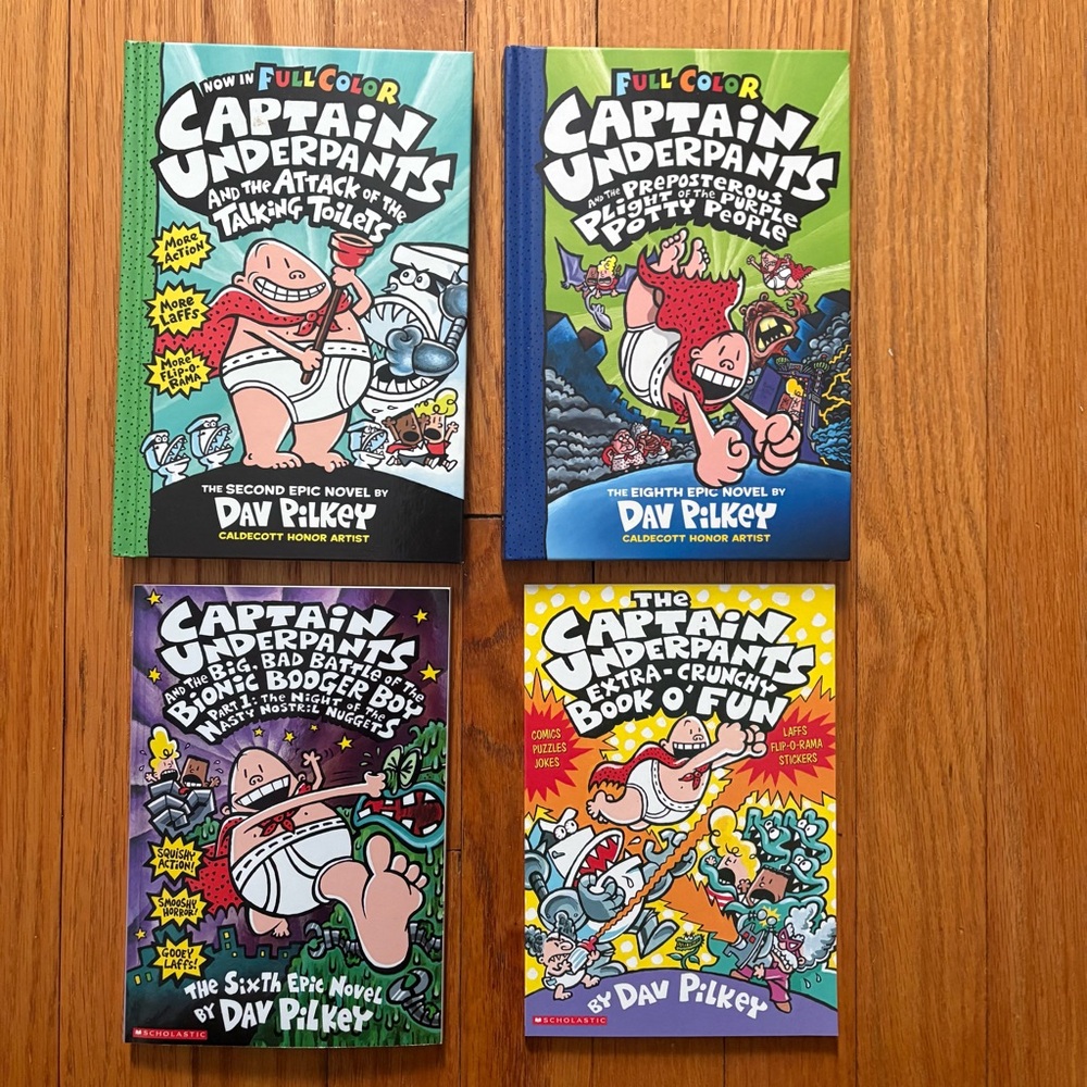 Scholastic Dav Pilkey Captain Underpants Full Color Hardcover Paperback 4 Books